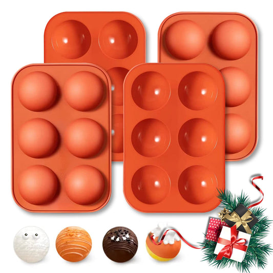 4 Pcs Silicone Molds, 6 Holes Semi Sphere Chocolate Molds, BPA Free