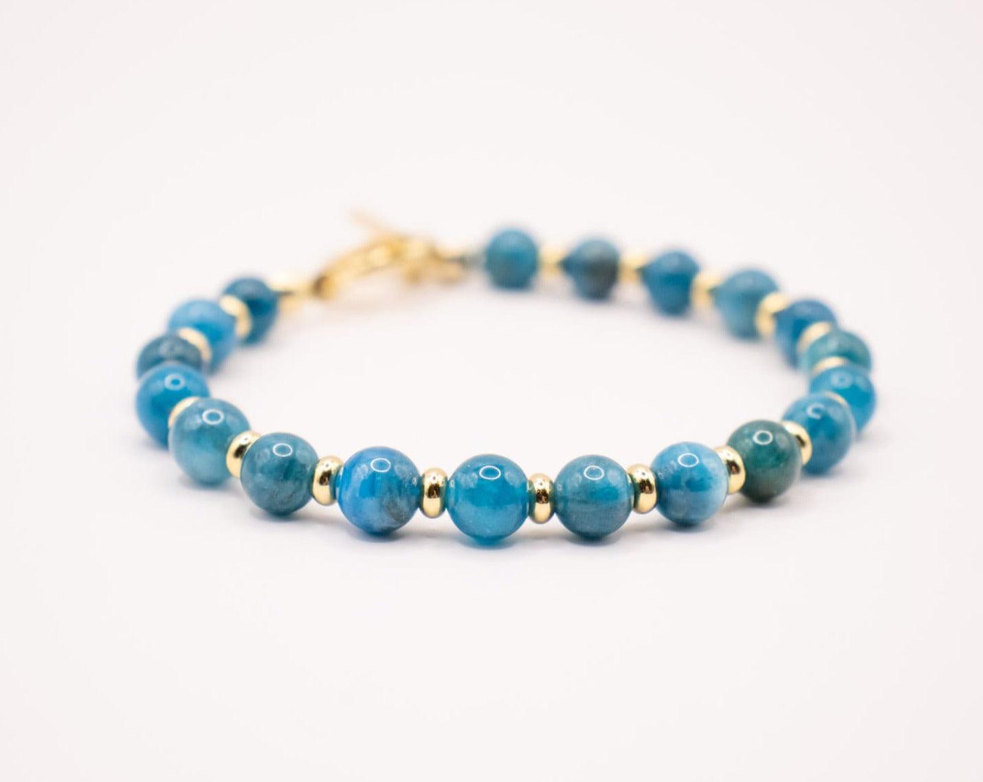 Bracelet in blue Apatite and 18 and 24 carat gold plated