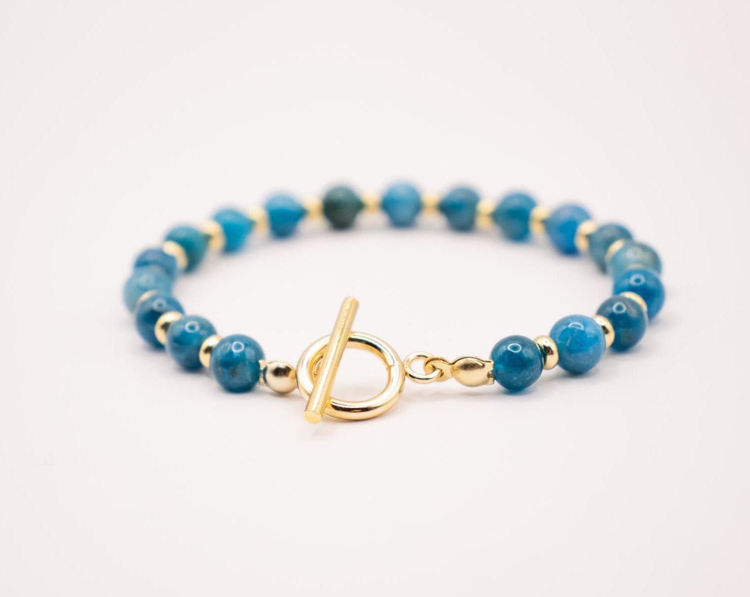 Bracelet in blue Apatite and 18 and 24 carat gold plated