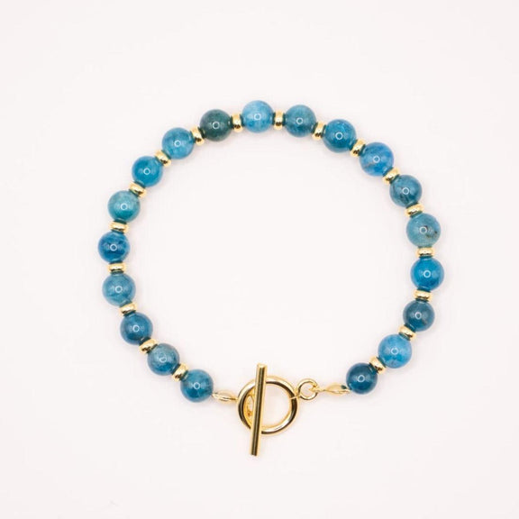 Bracelet in blue Apatite and 18 and 24 carat gold plated