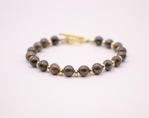  Bracelet in Bronzite and 18 and 24 carat gold plate