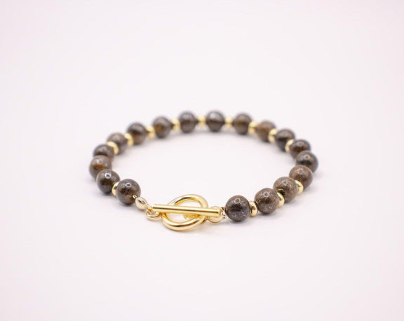  Bracelet in Bronzite and 18 and 24 carat gold plate