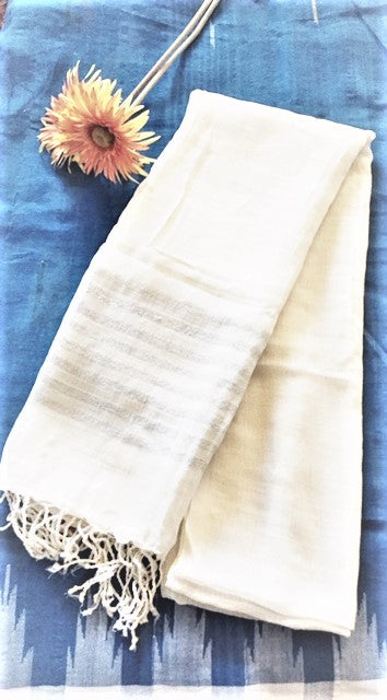 Women's Handloom Scarf -Off white color