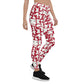 Womens White Cat Silhouette on Red Leggings