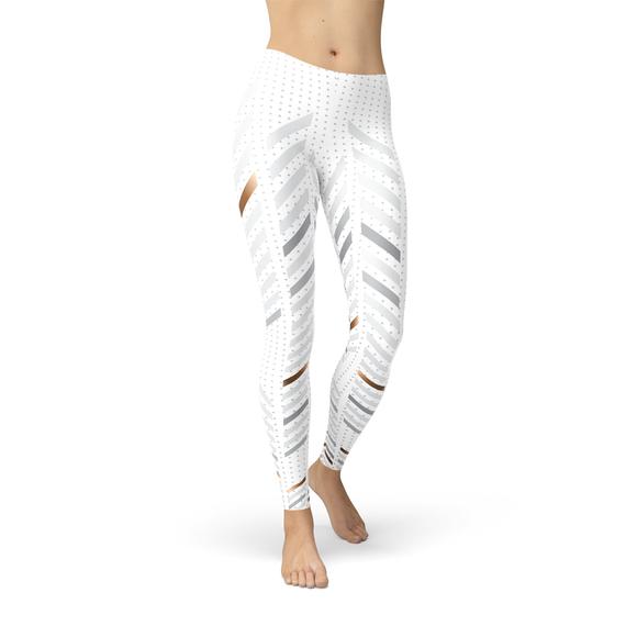 Womens White Stripes Leggings